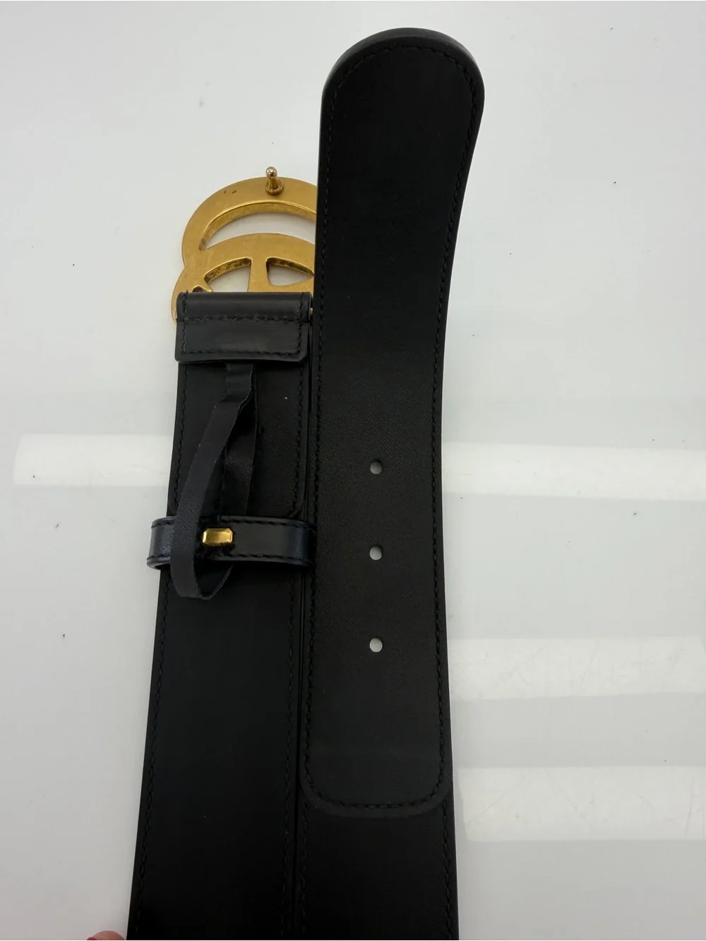 Authentic Gucci Canvas Leather Marmont GG Logo Belt 400593 80/32